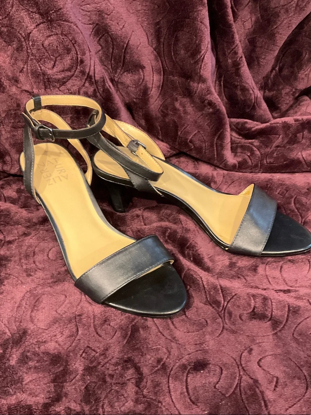 Naturalizer Black Open-Toe Ankle-Strap Heels - Picture 1 of 8
